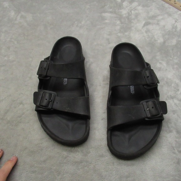 Birkenstock Men 11 Slide Sandals Black Arizona EVA Lightweight Two Strap Buckle